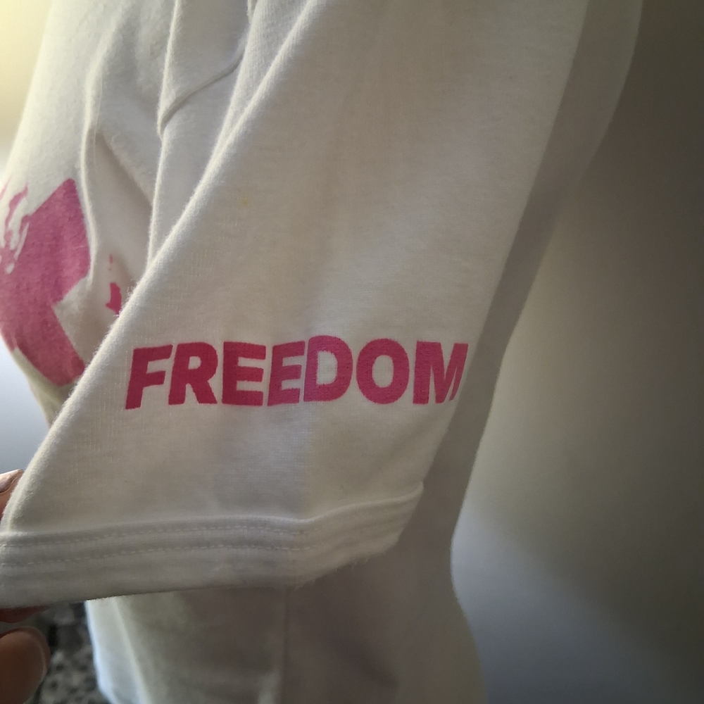 Women's White and Pink Graphic Tee - Picture 2 of 4